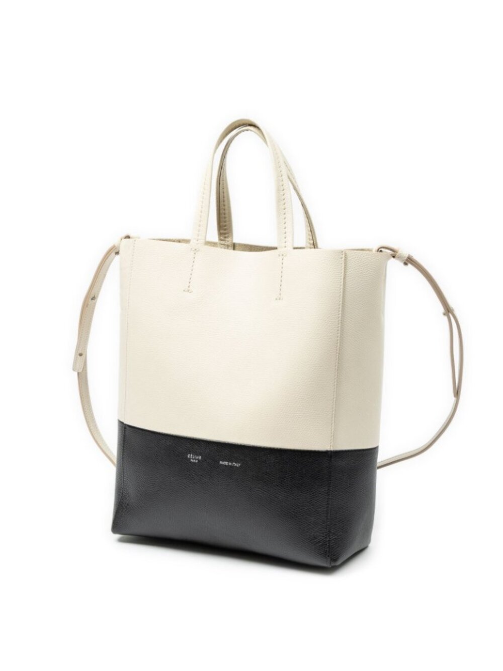 Celine Small Vertical Cabas Tote Bag Ivory Black Grain Calfskin Leather - Picture 2 of 10